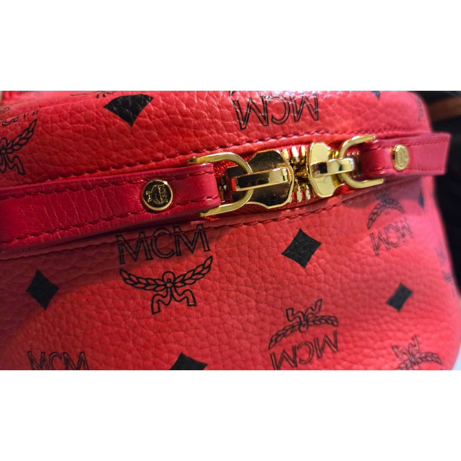Mcm Small Stark Strawberry Red Visetos Backpack - Like New — image 8 of 8